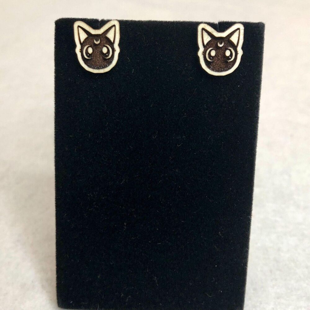 Sailor Moon Luna Wood Stud Earrings